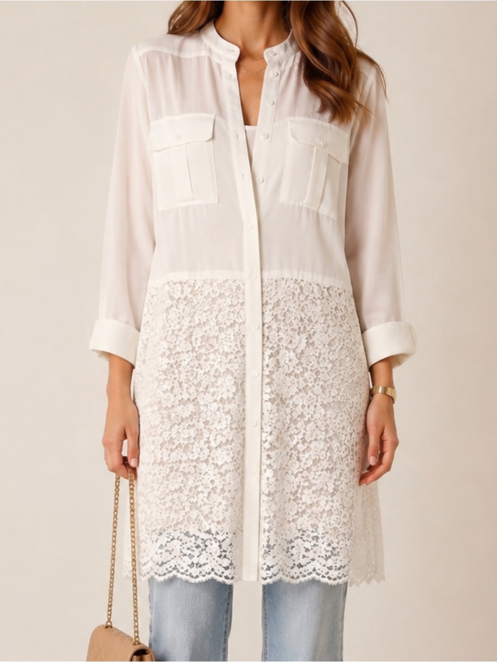 NWT BCBGMAXAZRIA Sheer Lace Top
